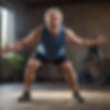 An older adult engaging in a fun workout routine