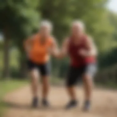 A vibrant outdoor workout session for older adults