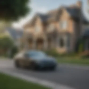 A car parked in front of a picturesque house