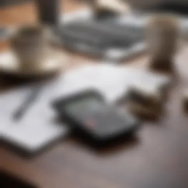 A calculator, notepad, and coffee cup on a desk, symbolizing budgeting and financial planning.