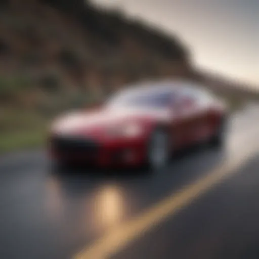 A sleek Tesla Model S on a scenic road