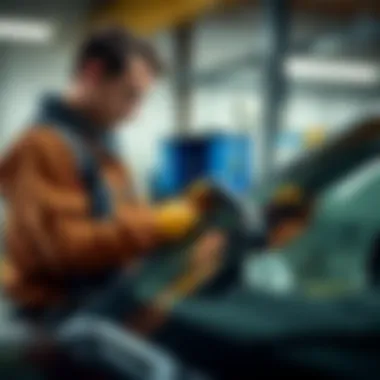 Expert Techniques for Windshield Replacement A professional technician using specialized tools for windshield replacement