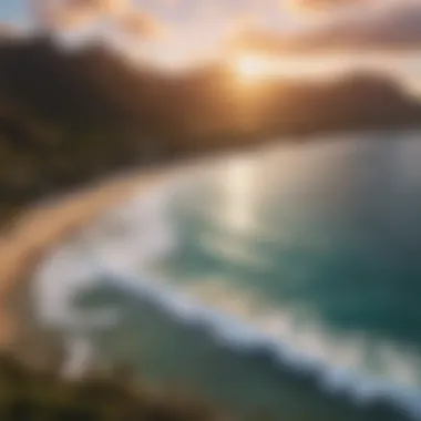 Stunning aerial view of a Hawaiian beach during sunset