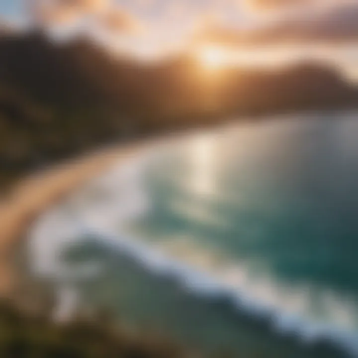 Stunning aerial view of a Hawaiian beach during sunset