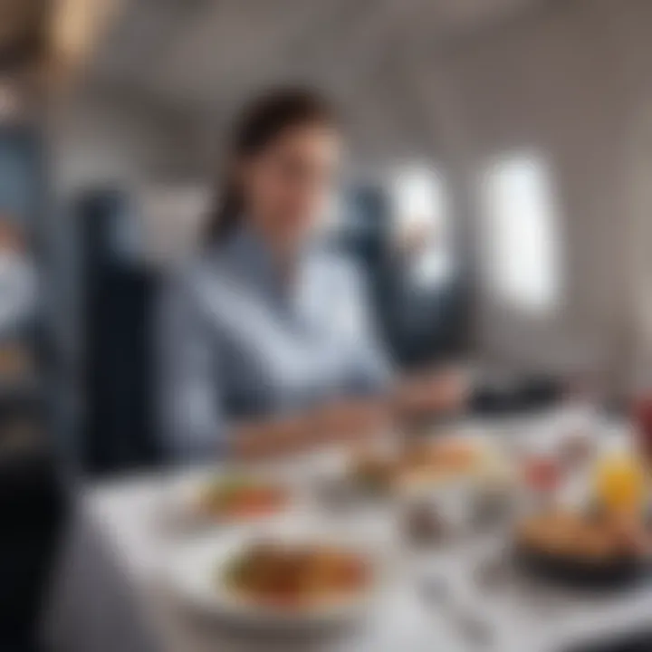 Gourmet meal served on a Delta Business Class flight with fine dining presentation