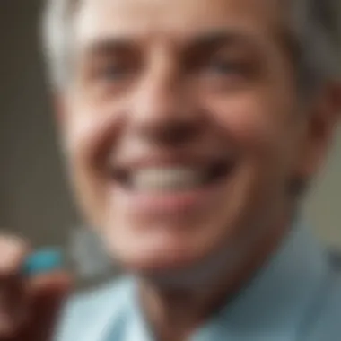 Dental Care Essentials for Seniors A close-up of dental care products focused on senior dental health