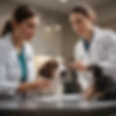 Collaboration in Veterinary Practice Veterinarian discussing a treatment plan with a colleague