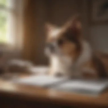 A thoughtful pet owner reviewing financial documents