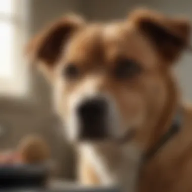 A close-up of a dog receiving veterinary care