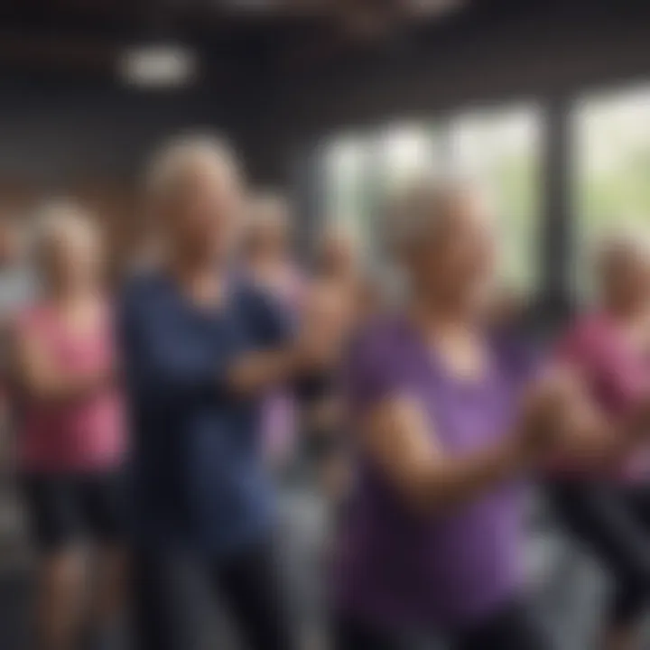 Group of seniors participating in a fitness class