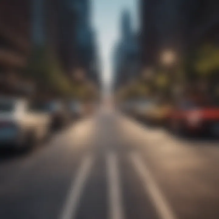 A city street in Chicago with various cars parked.