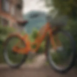 A vibrant bicycle parked in a scenic location, symbolizing carefree riding.