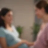 A serene maternity consultation scene illustrating healthcare support for expectant mothers.