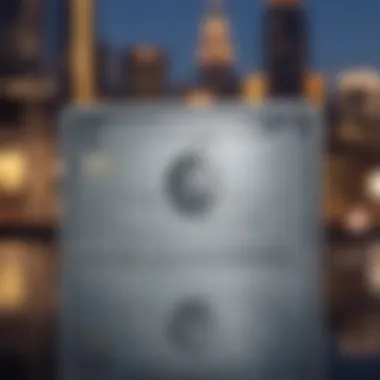 The Premium Design of American Express Skyline A sleek American Express Skyline credit card on a reflective surface, showcasing its premium design.