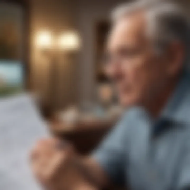 A thoughtful person reviewing long-term care insurance documents