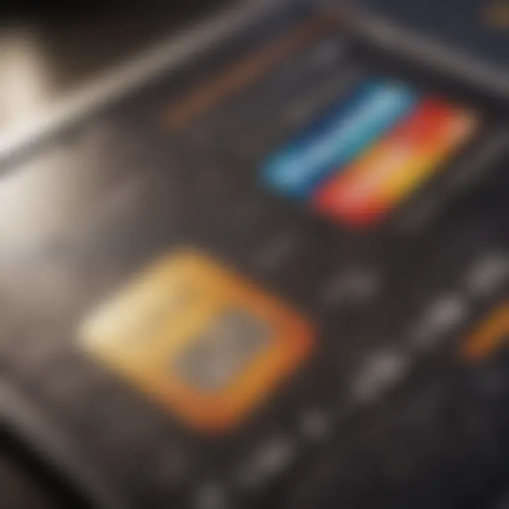 A close-up of a credit card with travel-themed graphics