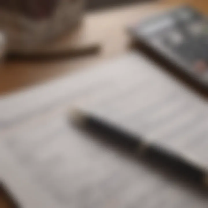 Close-up of a farm insurance policy document with a pen and calculator