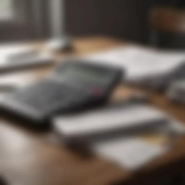 A calculator and financial documents on a desk