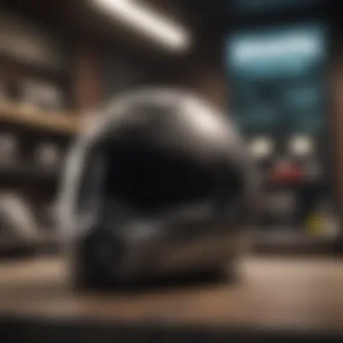 Affordable motorcycle helmets showcased in a retail environment