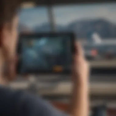 Comparing Flight Options Seamlessly A traveler comparing flight options on a tablet