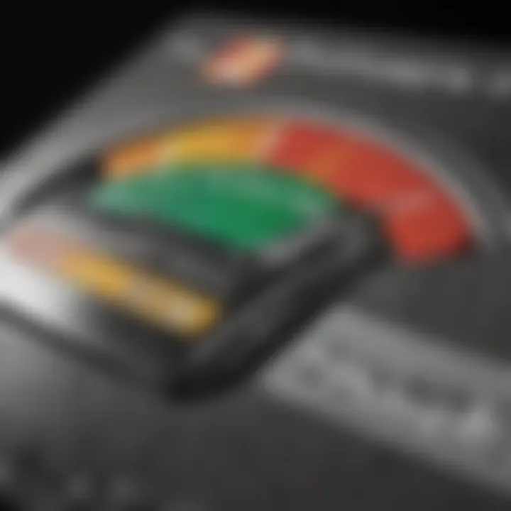 Illustration of a credit card with a fuel gauge background