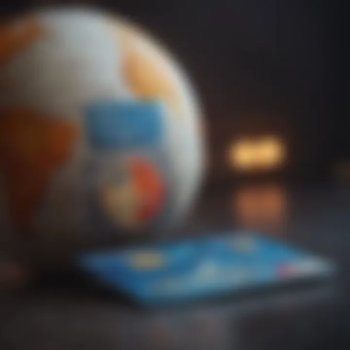 A globe with a credit card symbolizing international travel