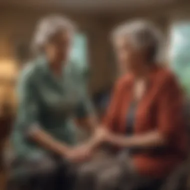 A serene home environment showcasing a caregiver assisting an elderly client.