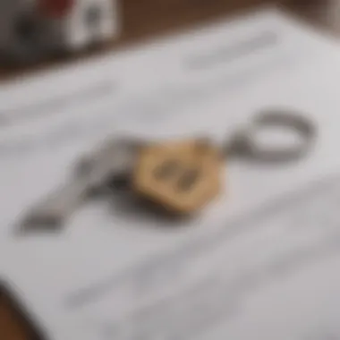 A close-up of a house key on a mortgage document