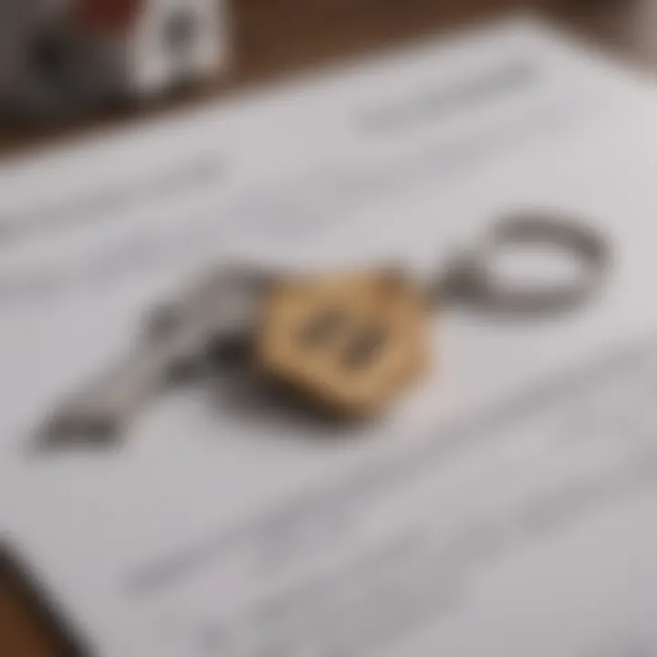 A close-up of a house key on a mortgage document