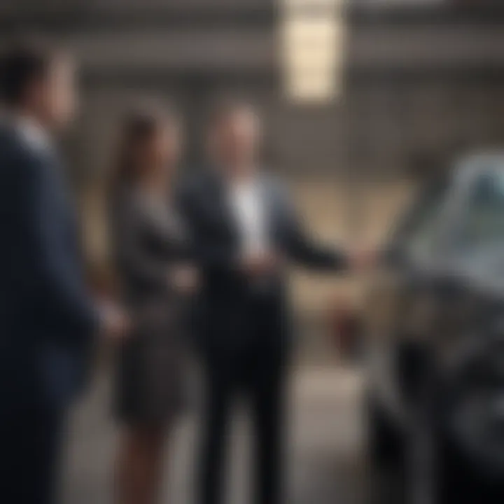 Handshake between individuals finalizing a car sale agreement