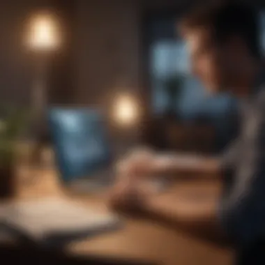 A person sitting at a desk reviewing their budget on a laptop