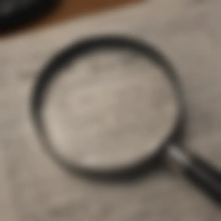 A magnifying glass over financial documents illustrating search for TIN