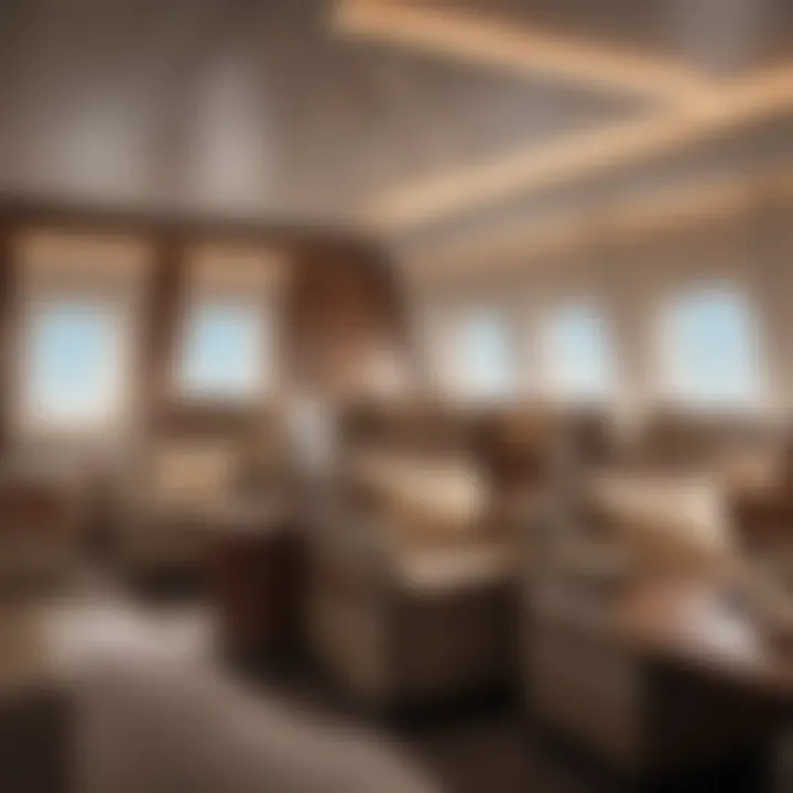 Luxurious business class seating with elegant decor