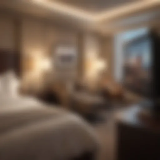 A luxury Marriott hotel room showcasing comfort and elegance.