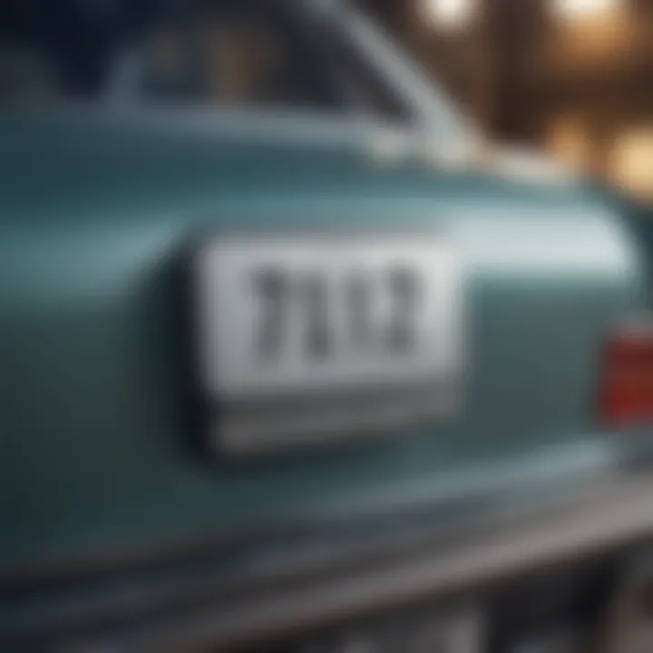 A close-up of a vehicle identification number (VIN) plate on a car.