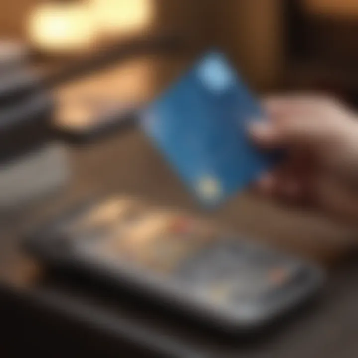 Person reviewing credit card statements and rewards