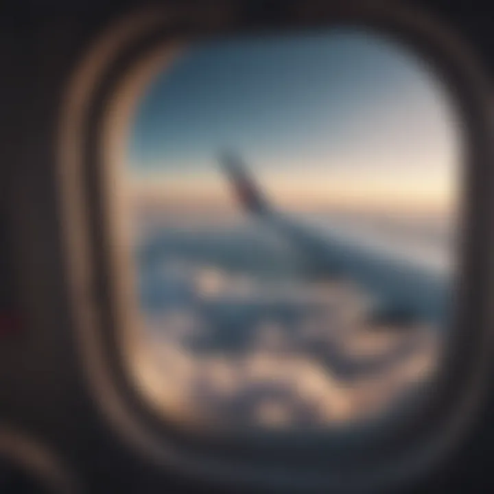 A scenic view from an airplane window, capturing the thrill of air travel.