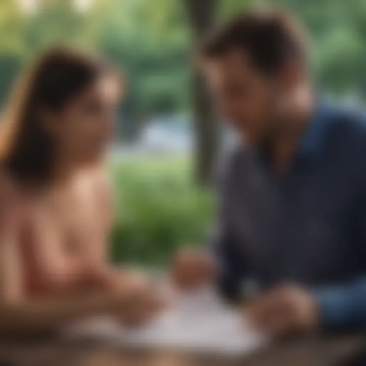 A serene setting depicting a couple reviewing insurance documents together