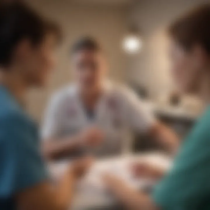 A consultation scene between a healthcare provider and a patient.