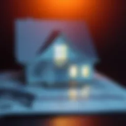 Illustration of a house with financial graphs