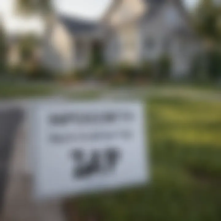 A close-up of a neighborhood with a sign for property tax rates.