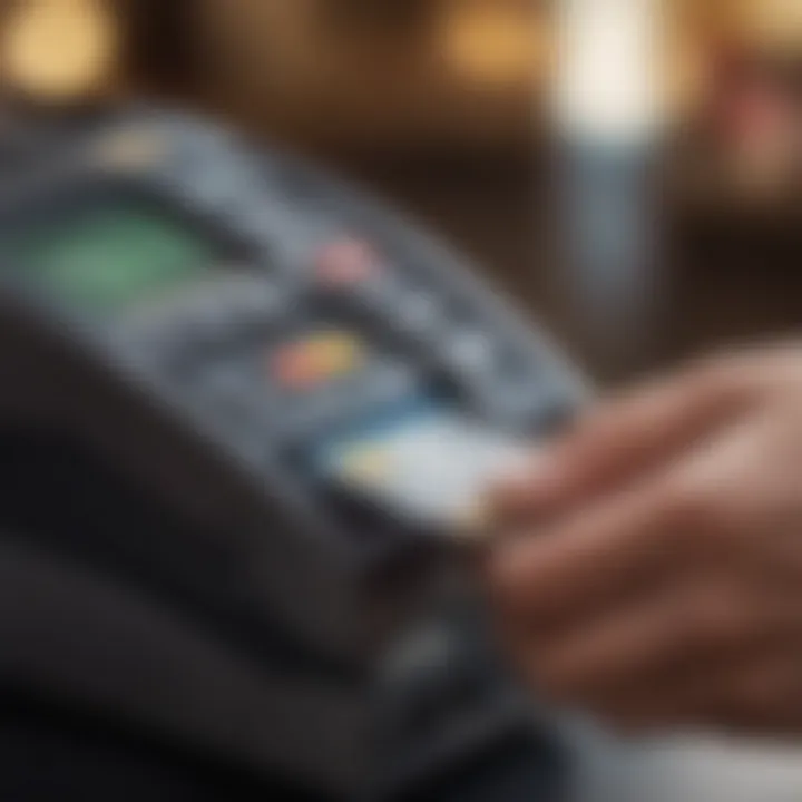 A close-up of a credit card being swiped at a point of sale