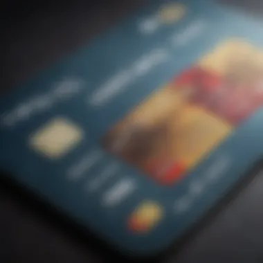 A close-up of a credit card with travel-themed designs.