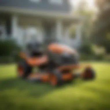 An array of lawn mower models, illustrating the variety available for homeowners.