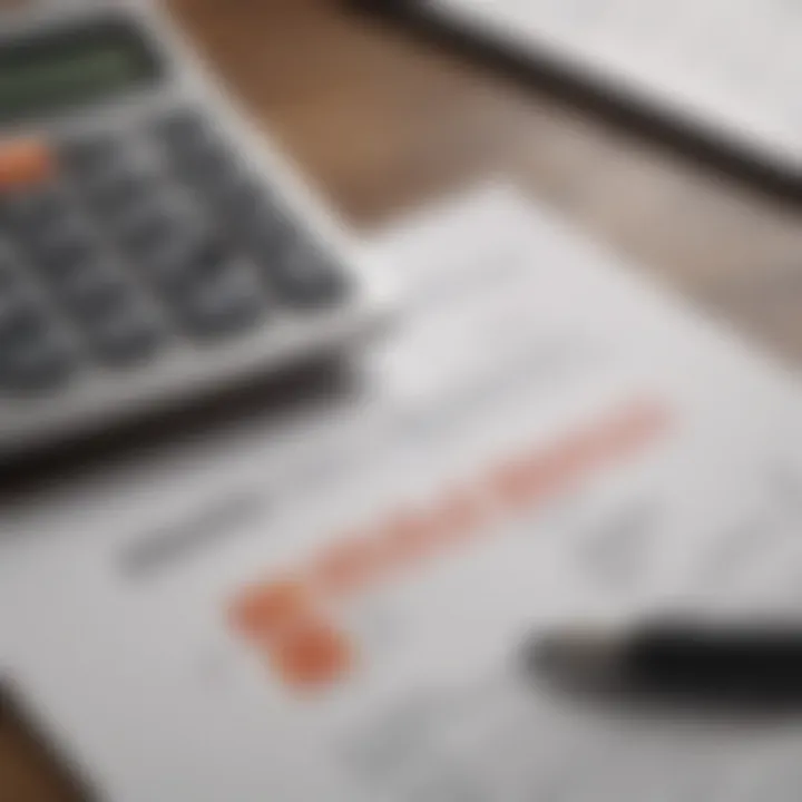 Close-up of financial documents and a calculator, emphasizing rental property investment calculations.