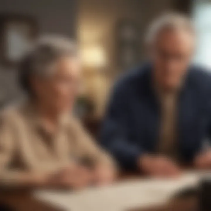 Senior couple reviewing life insurance policies