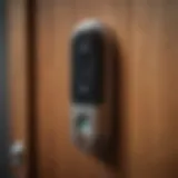 Close-up of a fingerprint sensor embedded in a door lock