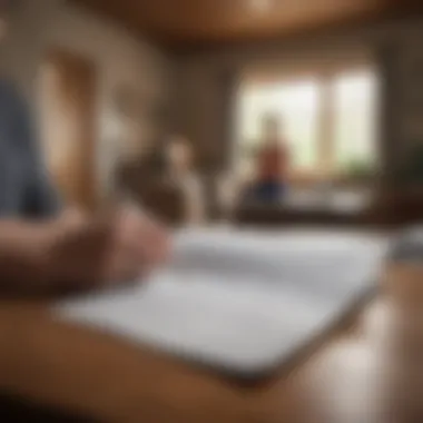 A person reviewing pet insurance claims documents in a cozy home environment