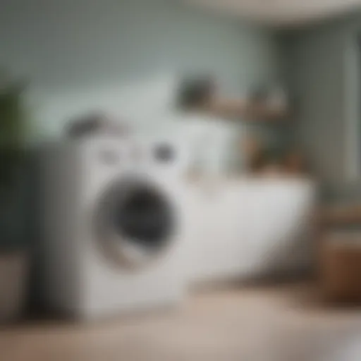 Modern washing machine in a stylish laundry room