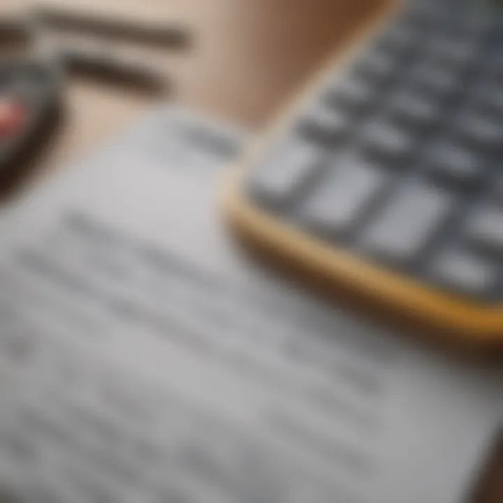 A calculator and financial statements representing mortgage refinancing calculations.